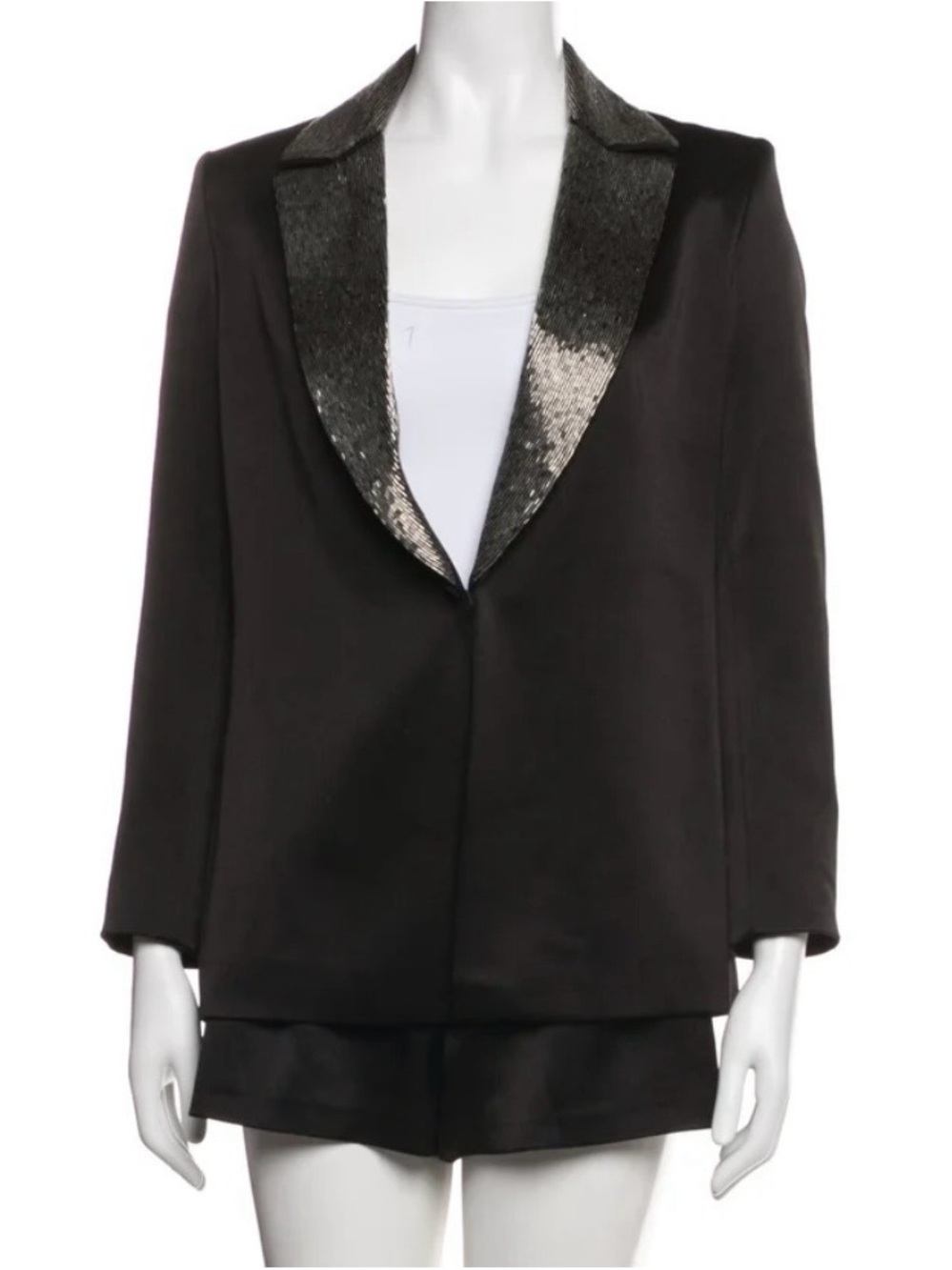 Alice + Olivia Black Blazer with Sequined Shawl Lapel